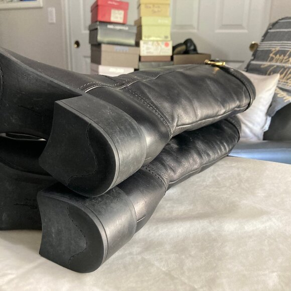 Salvatore Ferragamo Robespierre Riding Boots Black Leather Size 7.5B - Picture 8 of 11
